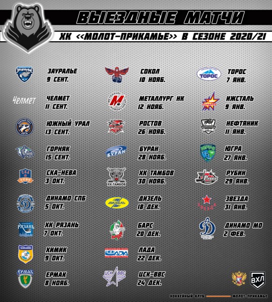 Календарь игр "Молота-Прикамье" в сезоне 2020/21