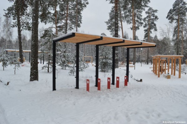 В Черняевском лесу Перми заменили малые архитектурные формы на месте отдыха «Золотые пески» 